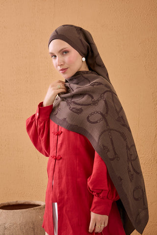 Naia Pamuk Şal Halat Kahverengi - Naia Şal - | Silk Home