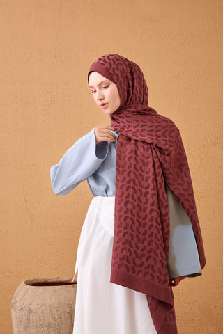 Naia Pamuk Şal Lune Bordo - Naia Şal - | Silk Home