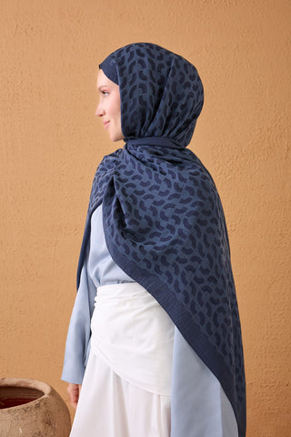 Naia Cotton Silk Shawl Lune Night Blue