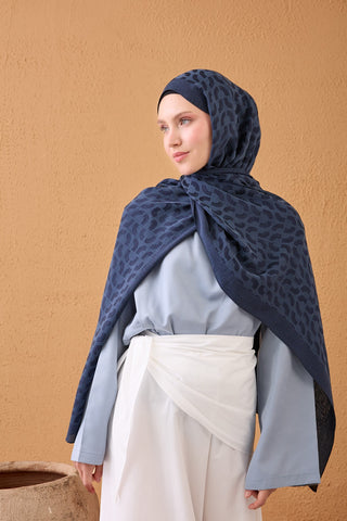 Naia Cotton Silk Shawl Lune Night Blue