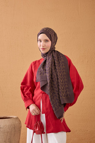 Naia Pamuk Şal Lune Kahve-Mor - Naia Şal - | Silk Home