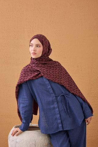 Naia Cotton Silk Shawl Lune Burgundy