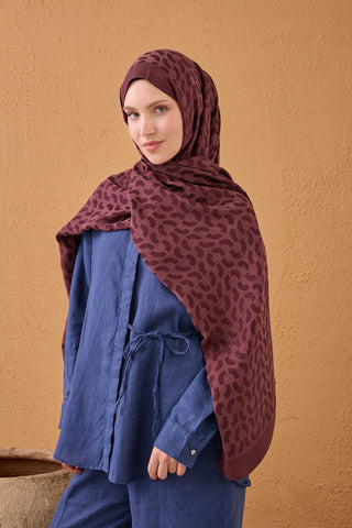 Naia Cotton Silk Shawl Lune Burgundy