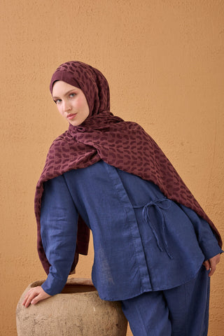 Naia Cotton Silk Shawl Lune Burgundy