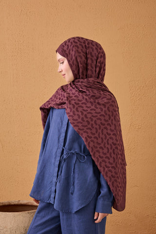 Naia Cotton Silk Shawl Lune Burgundy
