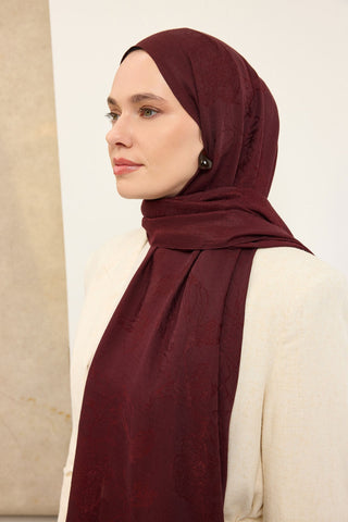 Naia Pamuk Şal Çiçek Desen Bordo - Naia Şal - | Silk Home