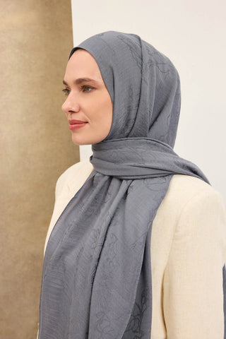 Naia Pamuk Şal Çiçek Desen Füme - Naia Şal - | Silk Home