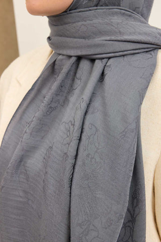 Naia Pamuk Şal Çiçek Desen Füme - Naia Şal - | Silk Home