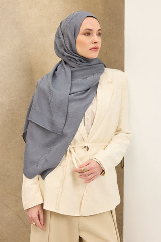 Naia Pamuk Şal Çiçek Desen Füme - Naia Şal - | Silk Home