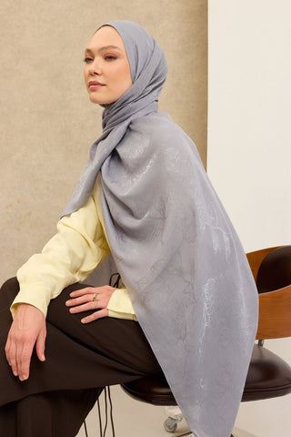 Naia Pamuk Şal Çiçek Desen Gri - Naia Şal - | Silk Home