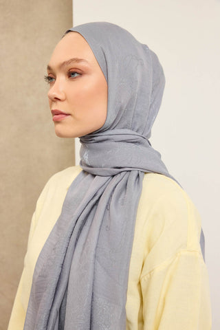 Naia Pamuk Şal Çiçek Desen Gri - Naia Şal - | Silk Home