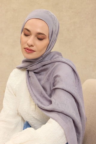 Naia Pamuk Şal Çiçek Desen Gümüş - Naia Şal - | Silk Home