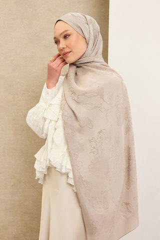 Naia Pamuk Şal Çiçek Desen Taş - Naia Şal - | Silk Home