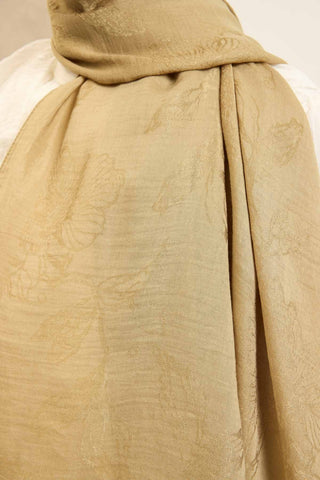 Naia Pamuk Şal Çiçek Desen Yağ Yeşili - Naia Şal - | Silk Home
