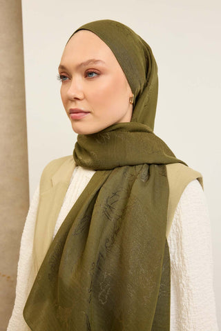 Naia Pamuk Şal Çiçek Desen Yeşil - Naia Şal - | Silk Home
