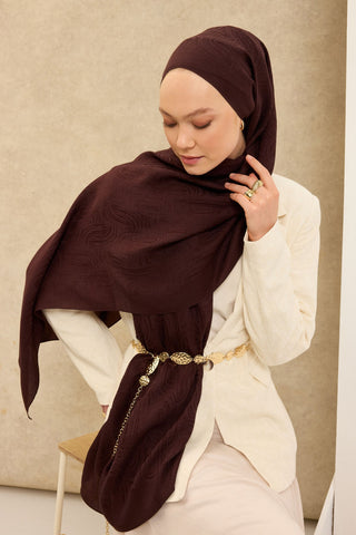 Naia Pamuk Şal Line Desen Acı Kahve - Naia Şal - | Silk Home