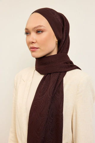 Naia Pamuk Şal Line Desen Acı Kahve - Naia Şal - | Silk Home