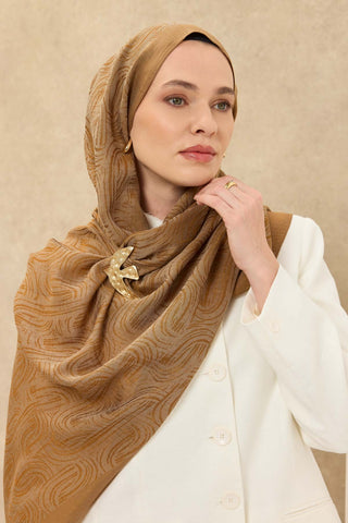 Naia Pamuk Şal Line Desen Altın - Naia Şal - | Silk Home
