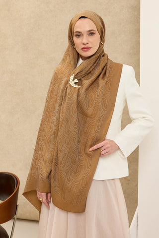 Naia Pamuk Şal Line Desen Altın - Naia Şal - | Silk Home