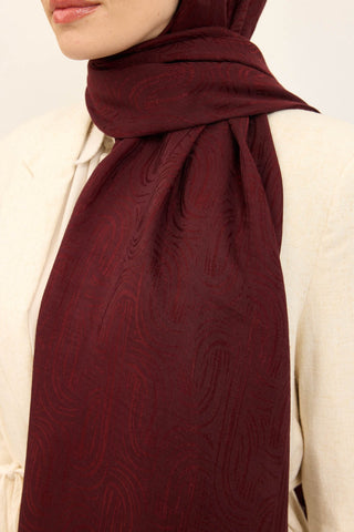 Naia Pamuk Şal Line Desen Bordo - Naia Şal - | Silk Home