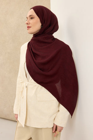 Naia Pamuk Şal Line Desen Bordo - Naia Şal - | Silk Home