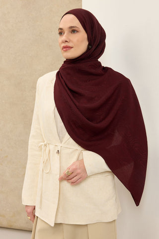 Naia Pamuk Şal Line Desen Bordo - Naia Şal - | Silk Home