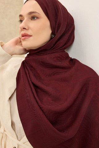 Naia Pamuk Şal Line Desen Bordo - Naia Şal - | Silk Home