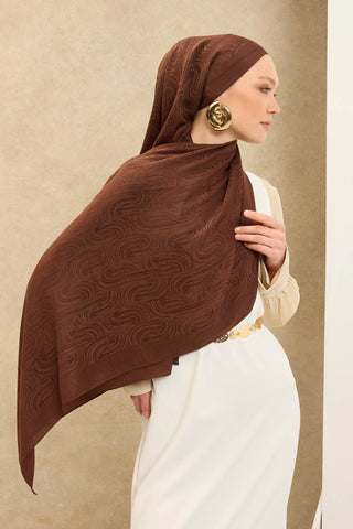 Naia Pamuk Şal Line Desen Çikolata Kahve - Naia Şal - | Silk Home
