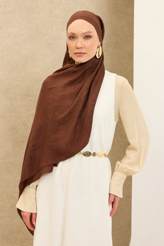 Naia Pamuk Şal Line Desen Çikolata Kahve - Naia Şal - | Silk Home