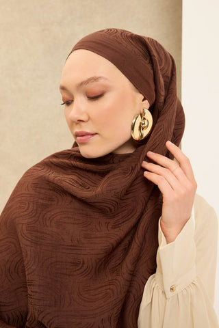 Naia Pamuk Şal Line Desen Çikolata Kahve - Naia Şal - | Silk Home