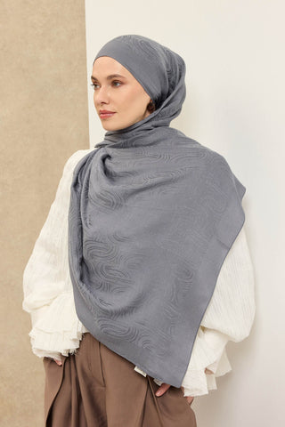 Naia Pamuk Şal Line Desen Füme - Naia Şal - | Silk Home