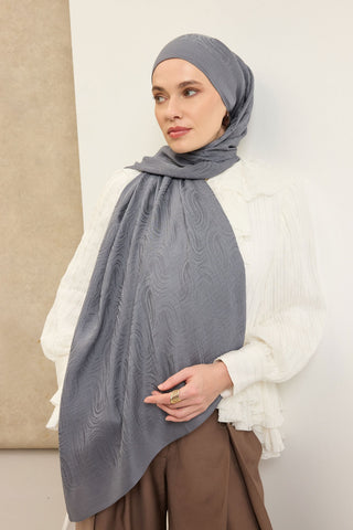 Naia Pamuk Şal Line Desen Füme - Naia Şal - | Silk Home