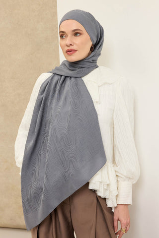Naia Pamuk Şal Line Desen Füme - Naia Şal - | Silk Home