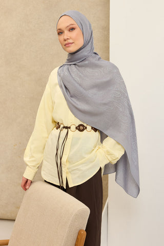 Naia Pamuk Şal Line Desen Gri - Naia Şal - | Silk Home