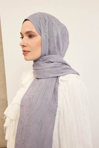 Naia Pamuk Şal Line Desen Gümüş - Naia Şal - | Silk Home