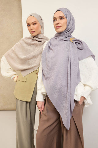 Naia Pamuk Şal Line Desen Gümüş - Naia Şal - | Silk Home