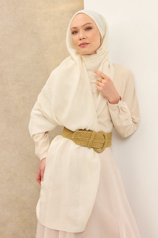 Naia Pamuk Şal Line Desen Krem - Naia Şal - | Silk Home