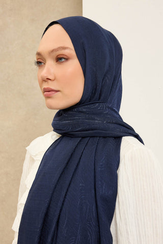 Naia Pamuk Şal Line Desen Lacivert - Naia Şal - | Silk Home