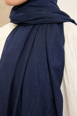 Naia Pamuk Şal Line Desen Lacivert - Naia Şal - | Silk Home