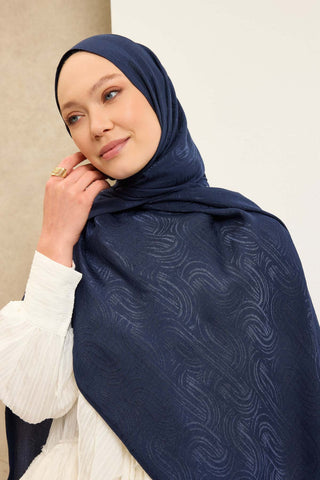 Naia Pamuk Şal Line Desen Lacivert - Naia Şal - | Silk Home