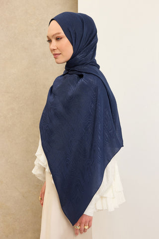 Naia Pamuk Şal Line Desen Lacivert - Naia Şal - | Silk Home