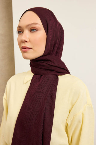 Naia Pamuk Şal Line Desen Mürdüm - Naia Şal - | Silk Home