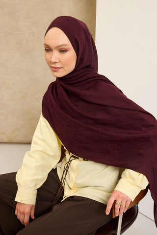 Naia Pamuk Şal Line Desen Mürdüm - Naia Şal - | Silk Home
