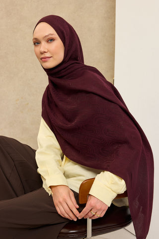 Naia Pamuk Şal Line Desen Mürdüm - Naia Şal - | Silk Home