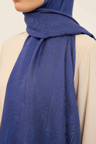 Naia Pamuk Şal Line Desen Saks - Naia Şal - | Silk Home
