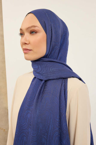Naia Pamuk Şal Line Desen Saks - Naia Şal - | Silk Home