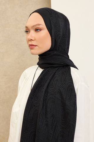 Naia Pamuk Şal Line Desen Siyah - Naia Şal - | Silk Home