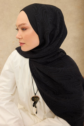 Naia Pamuk Şal Line Desen Siyah - Naia Şal - | Silk Home