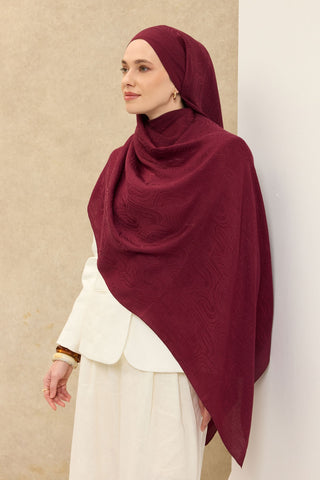 Naia Pamuk Şal Line Desen Vişne - Naia Şal - | Silk Home