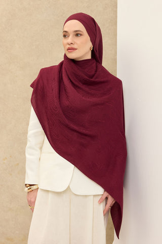 Naia Pamuk Şal Line Desen Vişne - Naia Şal - | Silk Home